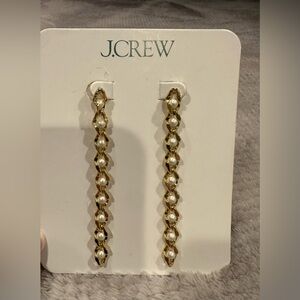 J. Crew Golden tone and White Pearl Long Earrings - fashion jewelry NWT